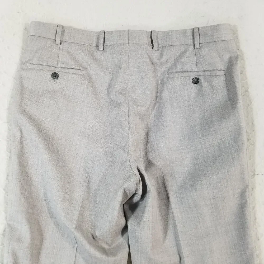 Peter Millar Pants‎ Mens 38 Gray Wool Blend Dress Slacks Flat Front Made Canada
